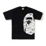 A BATHING APE® Ape head print T-shirt with logo Black