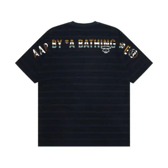 AAPE BY A BATHING APE® slogan-embroidered striped T-shirt