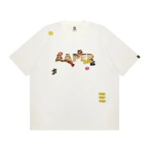 Aape Ape head print T-shirt with logo Cream