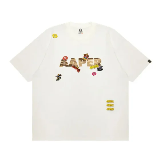 Aape Ape head print T-shirt with logo Cream