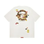 Aape Ape head print T-shirt with logo Cream
