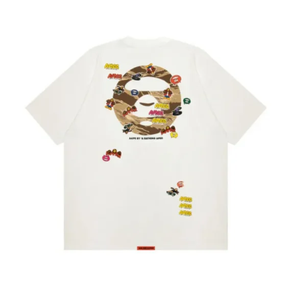 Aape Ape head print T-shirt with logo Cream