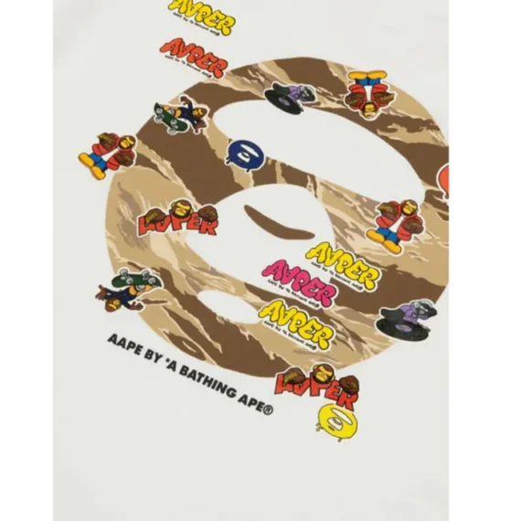 Aape Ape head print T-shirt with logo Cream