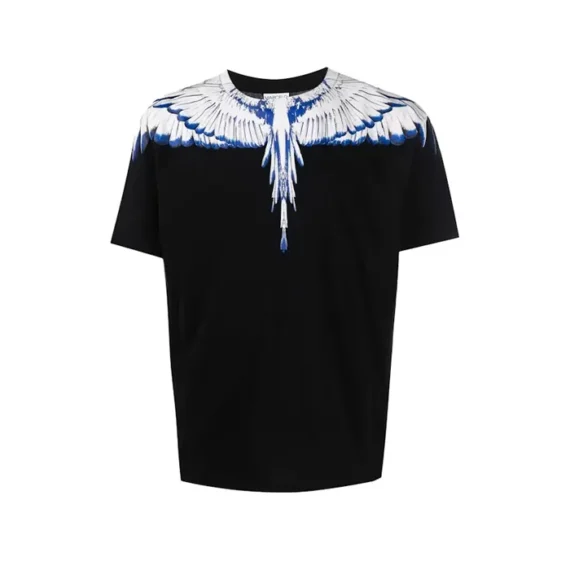 Marcelo Burlon Wings Print T-Shirt Black/White/Blue