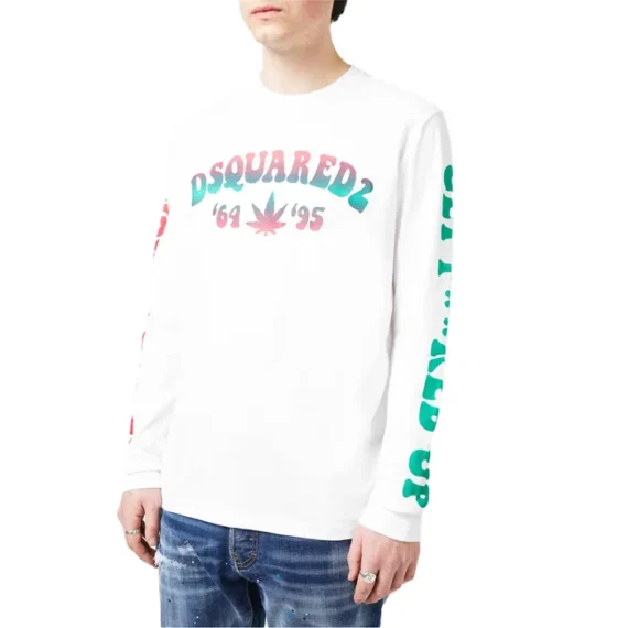 DSQUARED2 Smoke Long Sleeve T-Shirt (Colour - White 100)