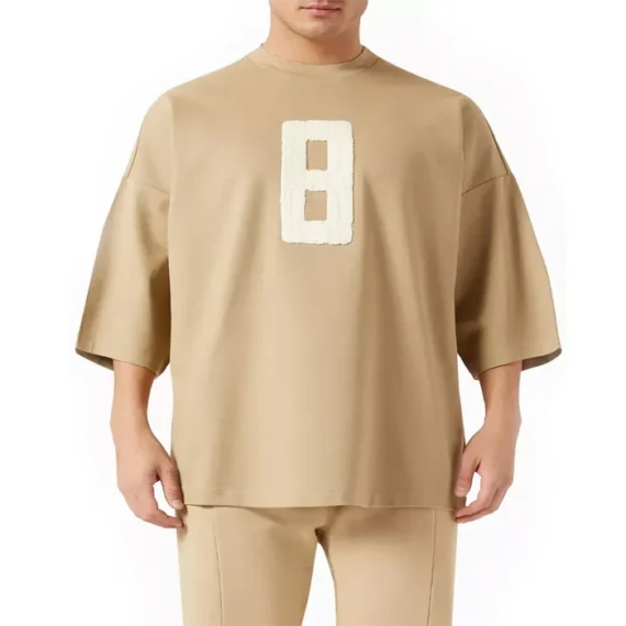 FEAR OF GOD Embroidered 8 Milano T-shirt in Jersey Neutral