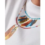Marcelo Burlon Feathers Necklace Oversized T-shirt in Cotton Jersey Color White