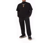 Marcelo Burlon Feathers Necklace Oversized T-shirt in Cotton Jersey Color BLACK