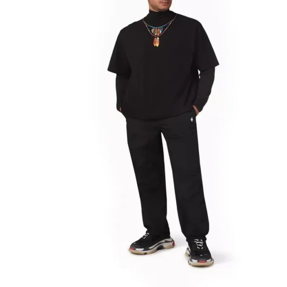 Marcelo Burlon Feathers Necklace Oversized T-shirt in Cotton Jersey Color BLACK