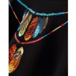 Marcelo Burlon Feathers Necklace Oversized T-shirt in Cotton Jersey Color BLACK