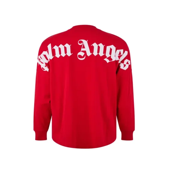 PALM ANGELS Logo Print Cotton T-Shirt - Red/White