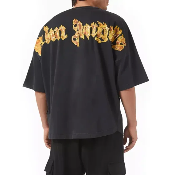 Palm Angels Burning Palm Oversized T-shirt in Cotton-jersey