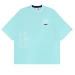 AAPE T-SHIRT WITH SLOGAN LOGO EMBROIDERY BLUE