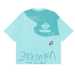 AAPE T-SHIRT WITH SLOGAN LOGO EMBROIDERY BLUE-2