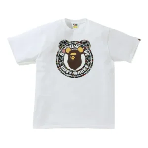 BAPE x Medicom Toy Bearbrick Camo Bear Busy Works Tee White/Black