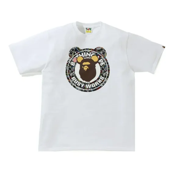 BAPE x Medicom Toy Bearbrick Camo Bear Busy Works Tee White/Black