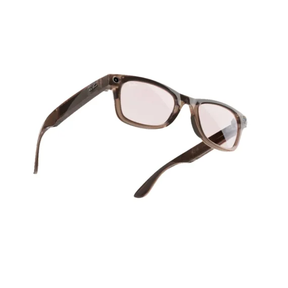 Ray Ban Meta Smart Glasses - Wayfarer Shiny Warm Stone Lenses- Clear/Watermelon Red Transitions