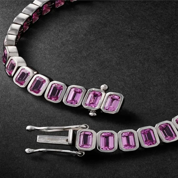42 SUNS 14-Karat White Gold Pink Sapphire Tennis Bracelet