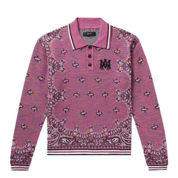Amiri Space-Dyed Bandana-Jacquard Cotton Polo Shirt