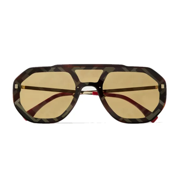 FENDI EYEWEAR Aviator-Style Logo-Print Gold-Tone and Acetate Sunglasses