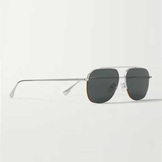 FENDI EYEWEAR Aviator-Style Silver-Tone Sunglasses
